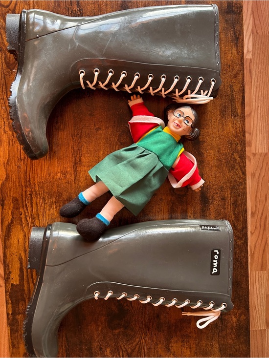 Roma Shoes - Roma Black Tall Rubber Boots with Cream Lining